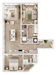 a floor plan of a house with a bedroom and a living room