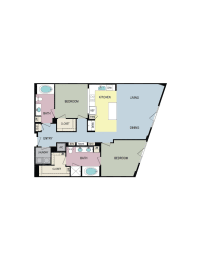 2A Floor Plan at mResidences Miracle Mile, California, 90036