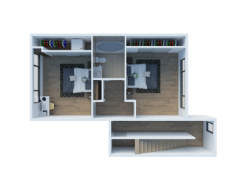 Floor plan of a two bedroom apartment  at Larkspur West Linn, West Linn, Oregon