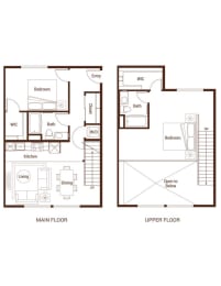 a floor plan of two different layouts of a house