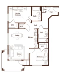 a floor plan of a bedroom apartment