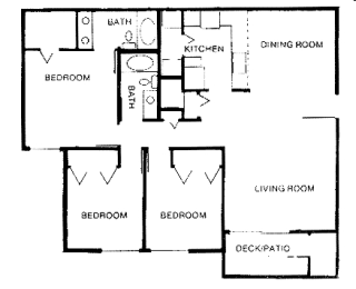 a floor plan of a house with two bedrooms and a living room