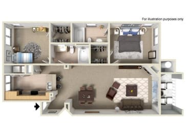 3d floorplan at The Missions at Rio Vista, San Diego, CA, 92108