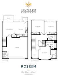 Roseum Floor Plan at Hawthorne Townhomes, Utah, 84115