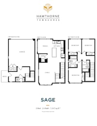 Sage Floor Plan at Hawthorne Townhomes, South Salt Lake, 84115