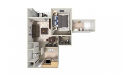 a floor plan with a bedroom and a living room