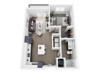 a 1 bedroom floor plan with a bathroom and a living room
