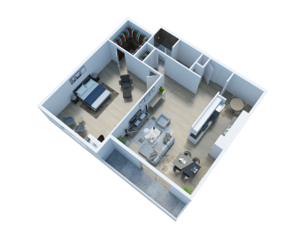 A1 V2 Floor Plan at The Fulton, Los Angeles, California