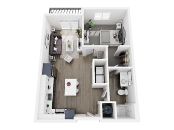 a 2 bedroom floor plan with a bathroom and a kitchen