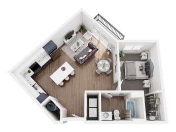 a1 floor plan  1 bedroom with 2 baths  129796