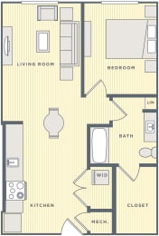 a floor plan of a house with a bedroom and a living room