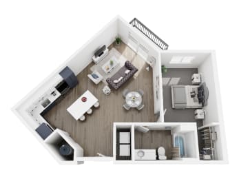 a1 floor plan  1 bedroom with 2 baths  129