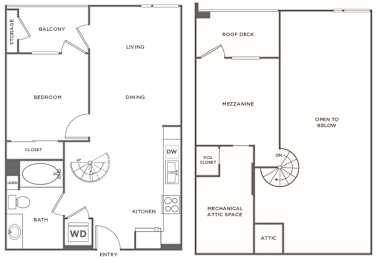 a floor plan of a one bedroom apartment