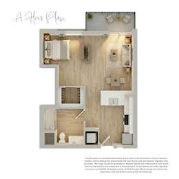 A 2-room plan showing a bedroom and a living area.