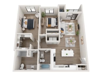 a 3 bedroom floor plan with a bathroom and a living room