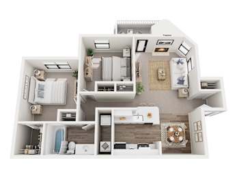 A top-down view of a house layout with labeled rooms.