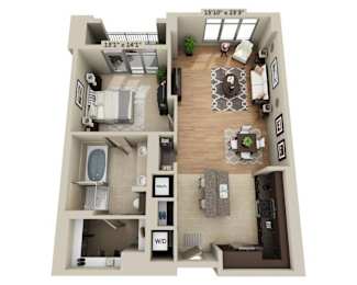 A floor plan of a two bedroom apartment.