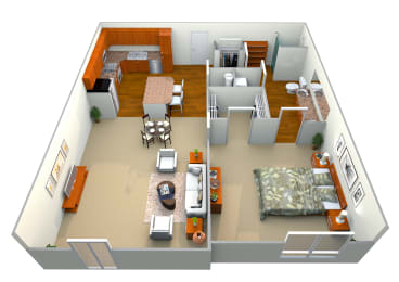 1 bed 1 bath Azure Floor Plan at Westmount at Ashwood, Atlanta, GA, 30338