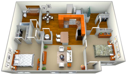 2 bed 2 bath Blue Floor Plan at Westmount at Ashwood, Atlanta, Georgia