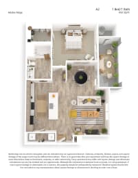 One Bedroom One Bath Premium Or Luxury Floor Plan 950SF