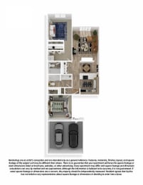  Floor Plan Two Bedroom Two Bath Flat with Double Car Garage Classic