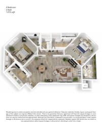 Two Bedroom Two Bath Large 1076 sqft Luxury