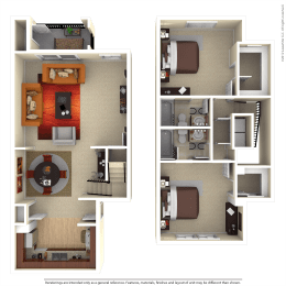 2x2 Floor Plan 1360-1484 sf