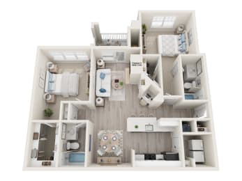 a 2 bedroom192 sq ft floor plan isolated on white