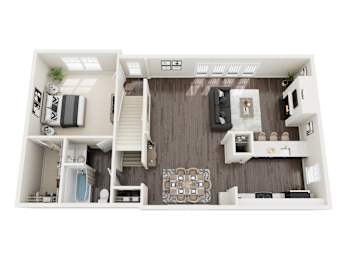 a1 floor plan  1 bedroom with 1 bathroom  129