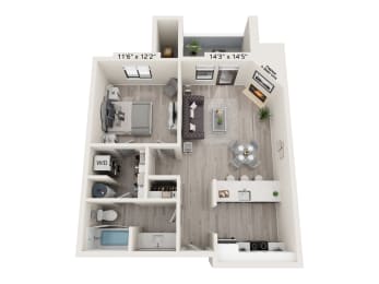 a floorplan of a studio apartment