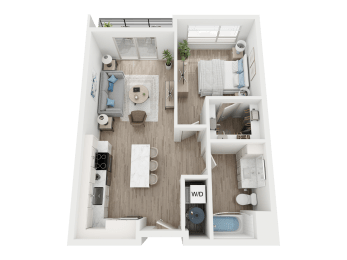 a floor plan of a 1 bedroom apartment