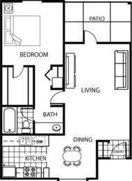 1x1 Floorplan at Villatree Apartments, Arizona, 85281