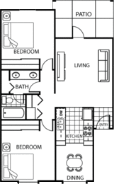 2x1 Floorplan at Villatree Apartments, Tempe, AZ, 85281