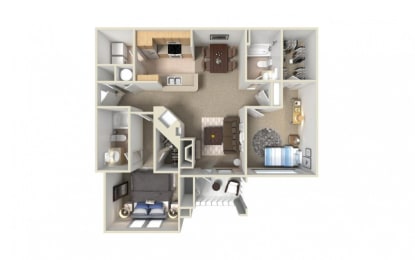a floor plan with a bedroom and a living room