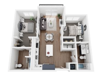 a 3 bedroom floor plan with a bathroom and a living room