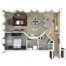B2 Floor Plan at 1600 Glenarm Place, Denver, 80202