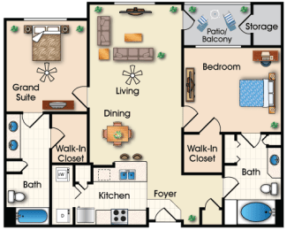 Two bedroom two bathroom 1,120 Sq.Ft. A Floor plan at Alanza Place, Phoenix, AZ, 85008