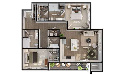 A floor plan of a house with labeled rooms such as Bedroom 1 and Bathroom.
