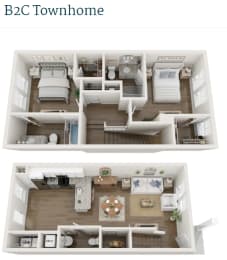 a 3d image of the b2c floor plan