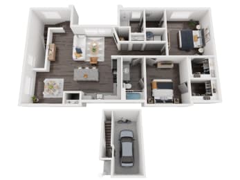 B3 2 bedroom floor plan 1275 square feet