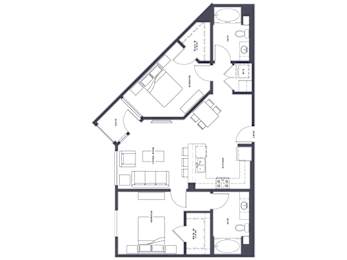 B3 Floor Plan at Altana, Glendale, CA, 91203