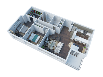 a floor plan of a small apartment with a bedroom and a living room at The View, Los Angeles California