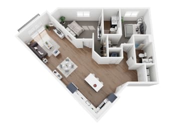 a234 floor plan  1 bedroom with 2 baths  1192 square feet