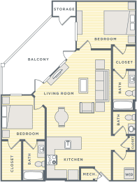 a floor plan of a house with bedrooms and a living room