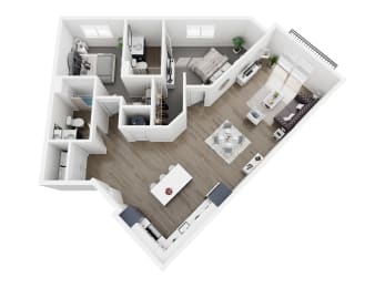 a234 floor plan  1 bedroom with 2 baths  1192 square feet
