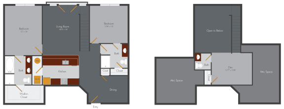 a blueprint of a floor plan of a living room and a dining room