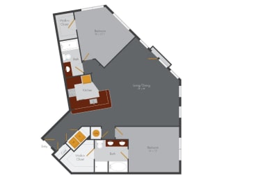 a floor plan of a bedroom apartment