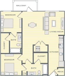 a floor plan of a house with bedrooms and a living room