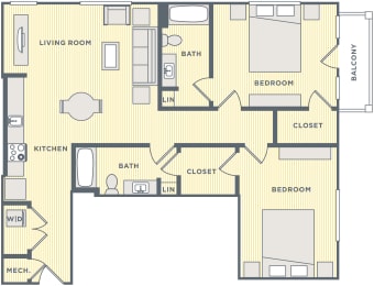 a floor plan of a house with a bedroom and a living room