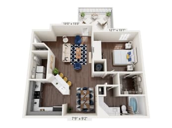 a 1 bedroom floor plan  the residences at